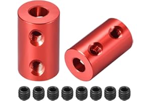 uxcell 5mm to 5mm Bore Rigid Coupling Set Screw L20XD12 Aluminum Alloy,Shaft Coupler Connector for RC Airplane Boat, Motor Accessories,Red,2pcs