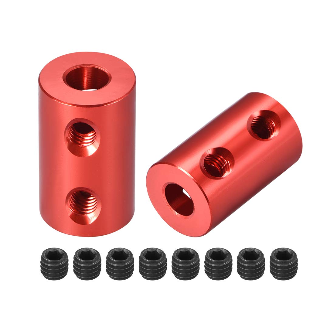 uxcell Shaft Coupling 5mm to 5mm Bore L20xD12 Robot Motor Wheel Rigid Coupler Connector Red 2 Pcs