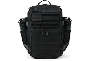 WOLFpak 35L Athletic Gym Backpack - Durable 1000D Waterproof Oxford Material with MOLLE Webbing, Laptop Pocket & Dual Cup Holders, Durable Fitness/Travel/Military Daypack (NightShade Edition)