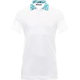 J Lindeberg Mens Karter Regular Fit Tech Mesh Golf Polo - White/Enamel Blue S
