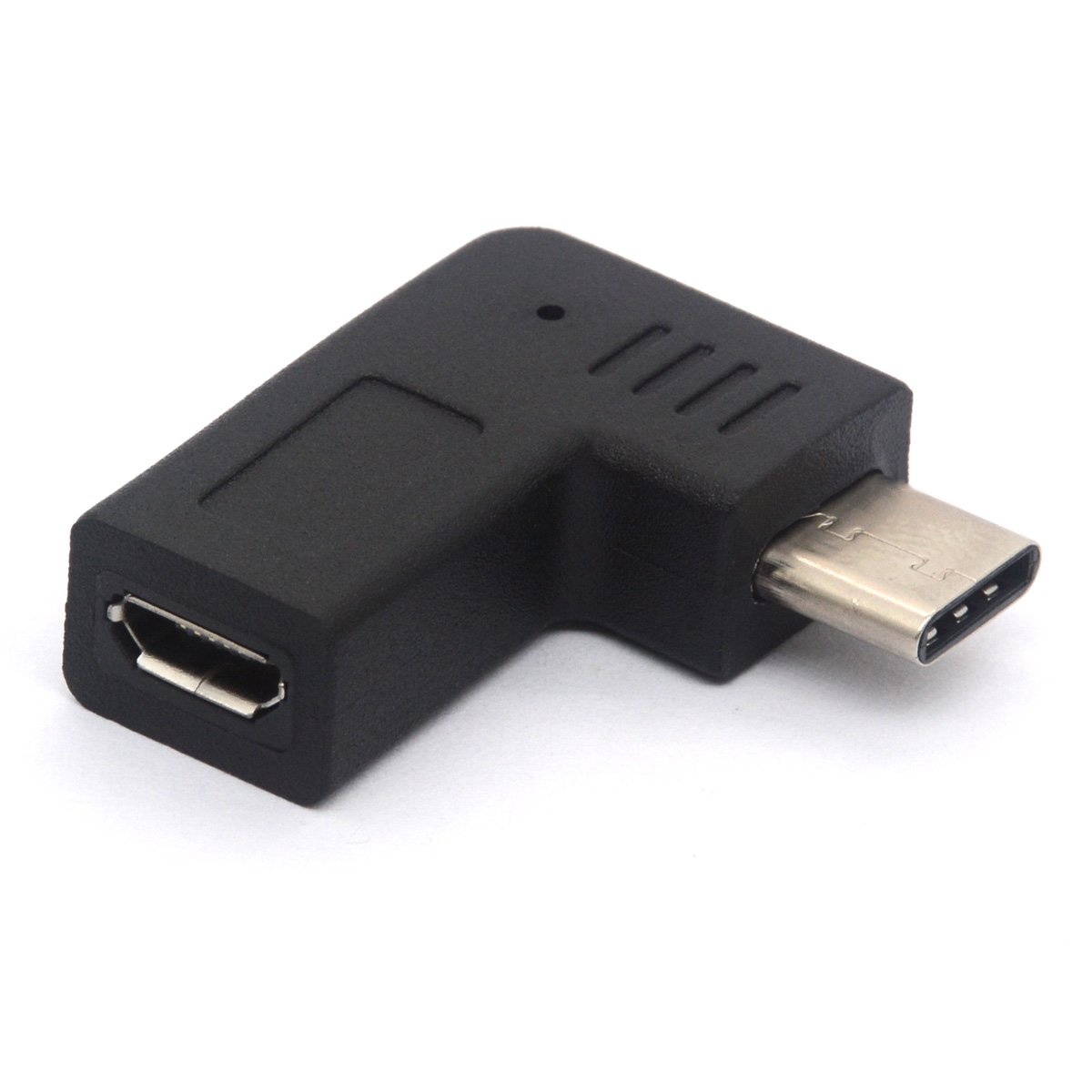 Right Angle USB C Male to Micro USB Female OTG (On the Go) Adapter Micro to Type C Charging Data Sync Converter for Camera, Power Bank, Galaxy S7,S7 Edge, LG G4, Nexus 6 (TypeC Male To Micro Female)