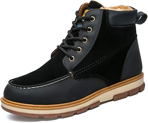 Amazon Niubulaio 暖かいメンズ 冬用 Puレザー アンクルブーツ メンズ 冬 防水 スノーブーツ レジャー マーティン ウィンター ブーツ シューズ メンズ 24 ブラック ハンティング