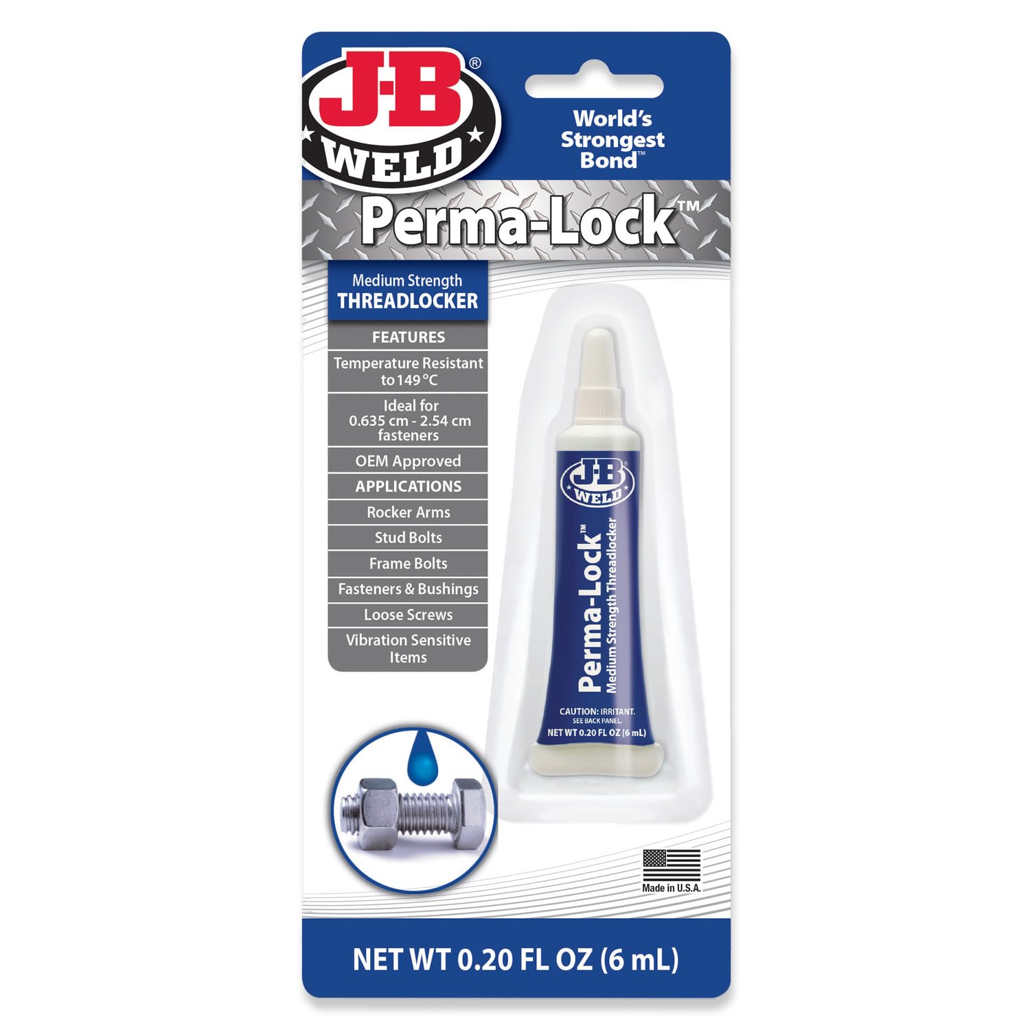 J-B Weld 24206UK Perma-Lock Blue Threadlocker 6ml - Medium Strength