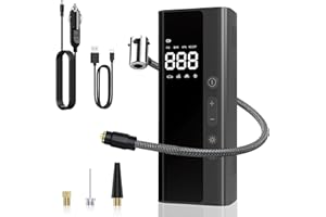 UYHKVXF Air Compressor for Car, Portable Tire Inflator for Bike Truck Motorcycles Ball, 150 PSI Cordless Mini Electric Air Pump with LCD Screen, LED Light, 8000mAh Power Bank Phone Charger, Car Accessories