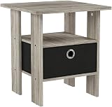 Furinno ANDREY Side Table Set of 2 End Tables with Storage Bin French Oak view 4