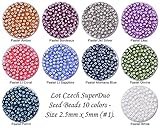 SuperDuo Czech Glass Seed Beads 2.5x5mm 120g - 10 colors with storage box. (#1)