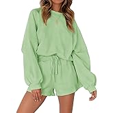 MEROKEETY 2026 Spring Lounge Sets for Women Oversized Batwing Sleeve Casual Top and Shorts 2 Piece Outfits Sweat Set
