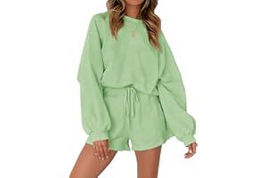 MEROKEETY Women's 2024 Fall Oversized Batwing Sleeve Lounge Sets Casual Top and Shorts 2 Piece Outfits Sweatsuit