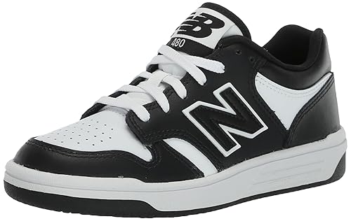 New Balance Kids 480 V1 Lace-Up Sneaker, Black/White, 7 Wide US Unisex Toddler