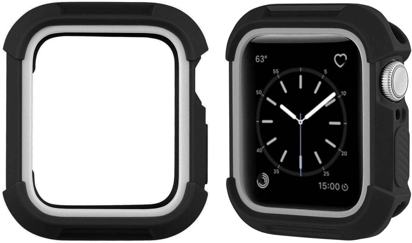 MAIRUI Compatible Apple Watch Case 38mm Protector Rugged Bumper Cover for Apple Watch Series 3/2/1, iWatch Sport, Edition, Nike+ (Black&Grey)