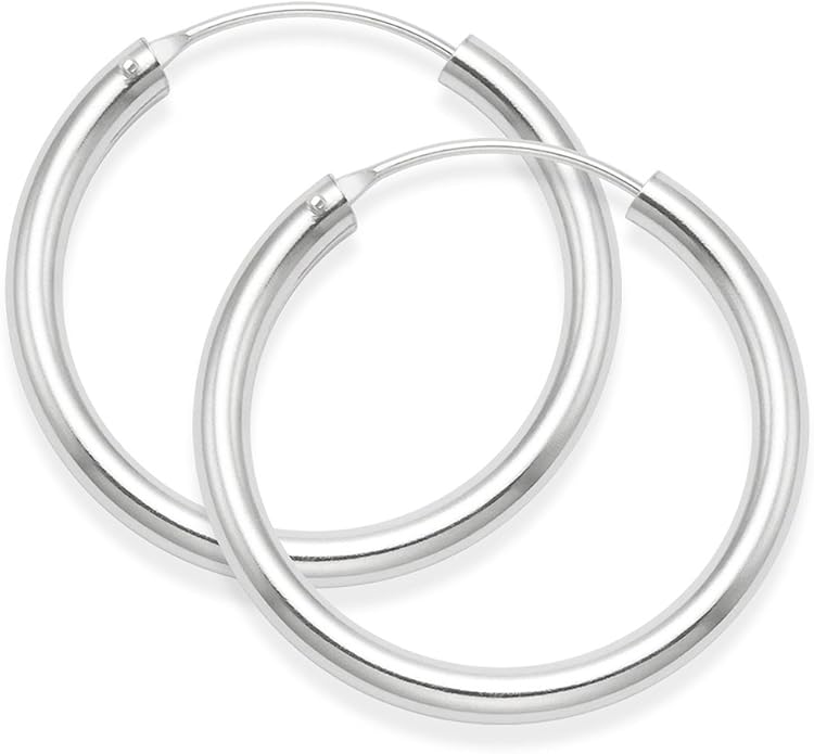 Sterling Silver thick Hoop Earrings SIZE 30mm x 3mm Premium
