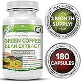 Super Premium 100% Organic Green Coffee Bean Extract Weight Loss Formula - 50% Chlorogenic Acid - Superior Strength - 180 Capsules