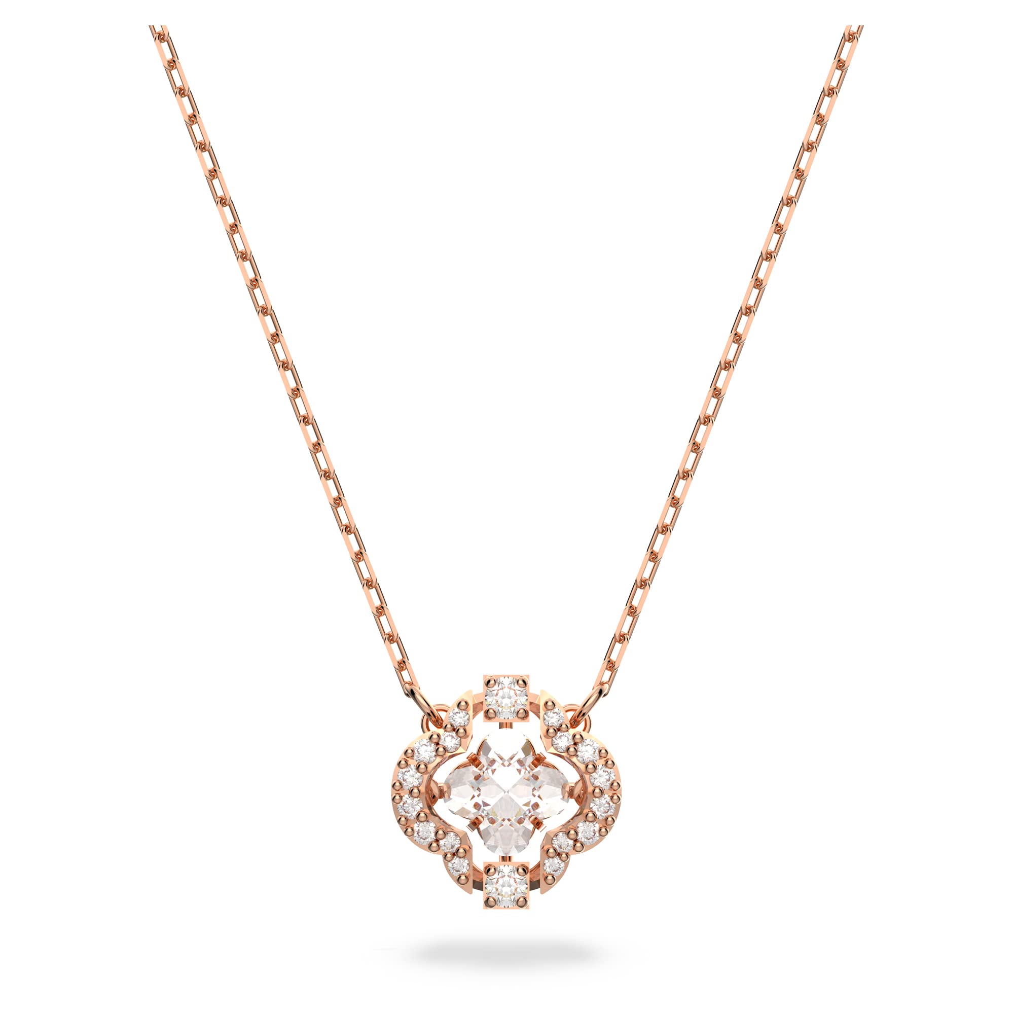 Swarovski Sparkling Dance Necklace, Clover, White, Rose Gold-Tone Plated