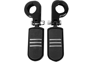 XFMT Pegstreamliner Highway Footpegs W/ 1.25" Engine Guard Foot Rest P-Clamps Mounts Kits For Harley Honda Kawasaki Suzuki, Black