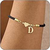 Lunvky Initial Bracelets for Girls Women 14K Gold Plated Love Heart Letter Bracelets Adjustable Cute Friend Birthday Valentine Gifts Trendy Stuff for Teen Girl Kids Matching Couples Jewelry