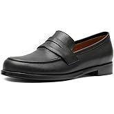 ONEENO Women's Classic Flat Leather Penny Loafer