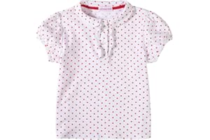 UNACOO Toddler Girls Polo Shirt with Picot Collar Cotton Short Sleeve T-Shirt (Age 2-8 Years)