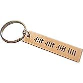 Custom Engraved Bronze Tag with Tally Marks Keychain, 8 Year Anniversary or 19 Year Anniversary Gift Keychain, Personalized Engraved Keychain