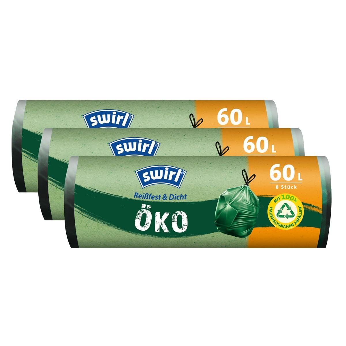 Swirl Drawstring Bin Liners Set of 8/Roll (Pack of 3)