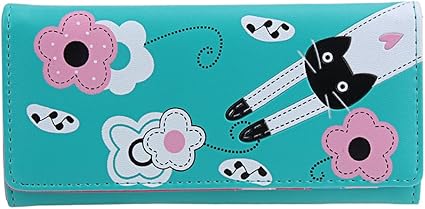 Domybest Femme Cuir Pu Longue Chat Mignon Dessin Animé