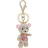 Pssopp Rhinestone Keychain Lovely Bear Metal Key Ring Stylish Pendant Bear Hanging Pendants for Car Purse Backpack