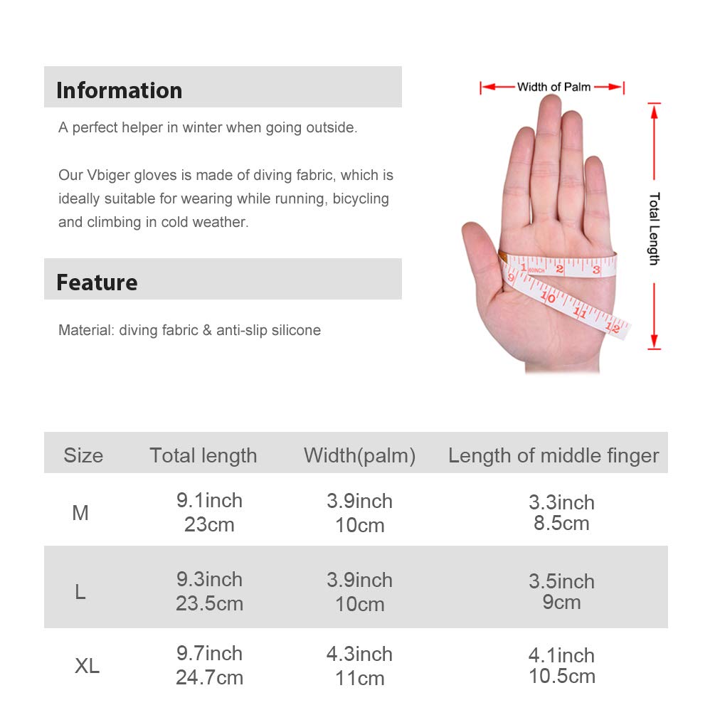 Vbiger Touchscreen Handschuhe Trainingshandschuhe Sport Handschuhe Rutschfest Handschuhe