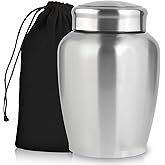 Large Stainless Steel Silver Urn for Ashes Up t0 180 lbs Adult Male & Female, Decorative Cremation Urn for Human Ashes