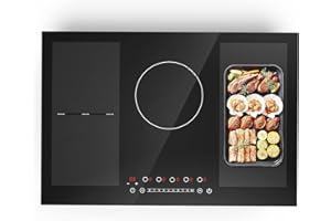 POTFYA Induction Cooktop, Built-in and countertop burners with 5 burners, 9000W 240V Induction Stovetop 9 Power,Levels Sensor