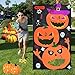 heytech Halloween Toss Games Pumpkin Bean Bag Toss Games + 3 Cute Bean Bags, Halloween Decorations Halloween Games for Kids Party Favor