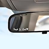 Lyxheth 4PCS Trust in God Rearview Mirror Sticker, Car Decals for Women, Trust in God Mirror Decals, Decorative Vehicle Window Self Affirmations Stickers Interior Accessories Fit Most Cars (White)