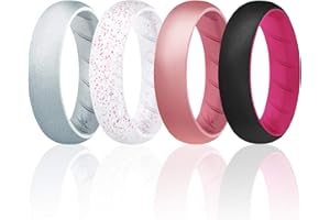 ROQ Silicone Rings for Women Breathable Silicone Rings Bands - Comfort Fit Silicone Wedding Ring for Women - Medical Grade Silicone Rubber Band - Unique Women's Silicone Wedding Ring