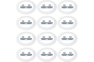 HARRRRD 12 Pack White Plastic Trim Ring 8.6 Inch Diameter and 10 Pairs of Retrofit Recessed Downlight Housing C Clips Combo