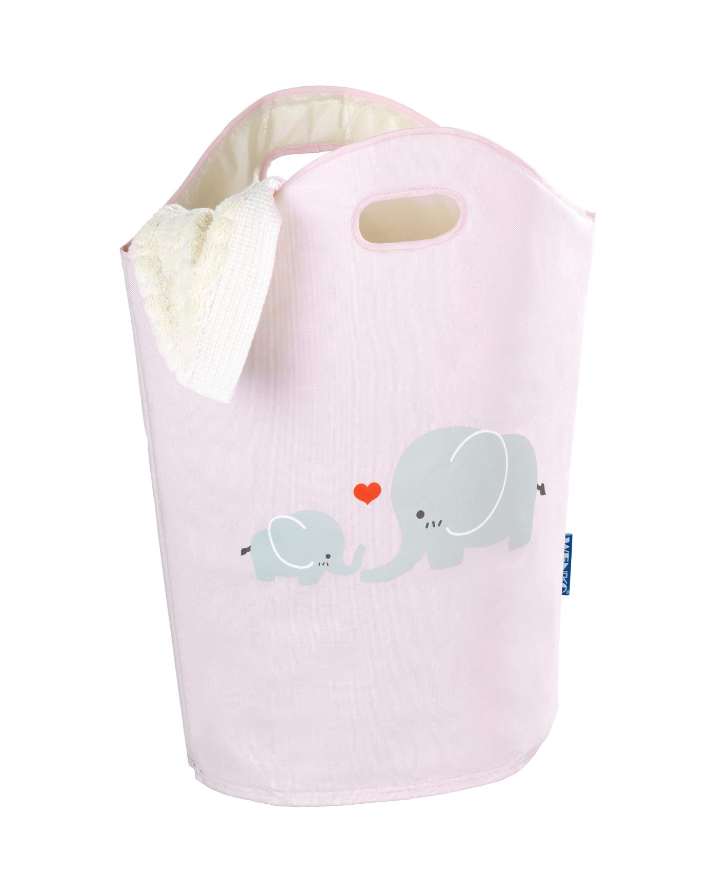 WENKO Laundry collector Kids-Elli, Polyester, Pink/beige, 40 x 52 x 20 cm