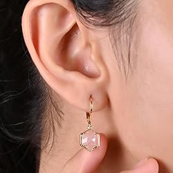Gempires Black Spinel Hexagon Drop Earrings for