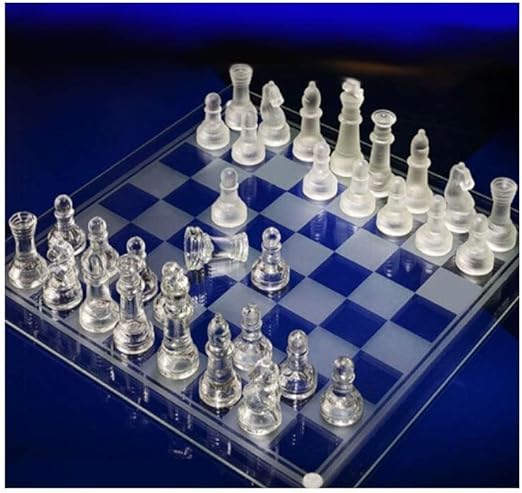 Amazon.com: XSWZAQ - Juego de ajedrez tradicional de cristal esmerilado con tablero de cristal transparente y piezas de ajedrez de cristal esmerilado y transparente, regalo divertido para fiestas, L: Home \u0026 Kitchen