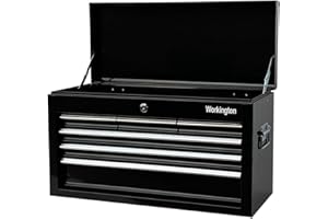 Workington Portable Metal Tool Chest with 6 Drawers, 24" 6-Drawer Tool Chest Cabinet with Ball Bearing Drawer Slides, Steel Tool Storage Box Organizer 4005 Black