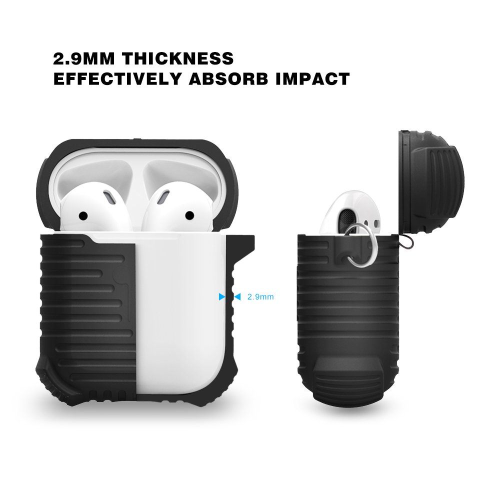 AirPods Case, MeanLove Soft Silicone Case Shock Proof Dust/Dirt Proof Protective Cover and Skin for Apple AirPods Charging Case  (Black)