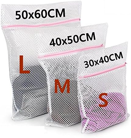 WestHOME Mesh Laundry Bags for Washing Machines with Pink Zips, Net Washing Bag for Delicates, Underwear, Socks, Bras - Set of 3 (Small * 1, Medium * 1, Large * 1)