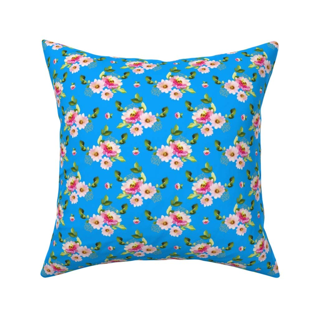 Amazon Com Pmnadou Pillows Pink And Green Florals Bright Blue