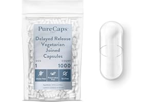 PureCaps USA - Empty Vegetarian Vegan Pill Capsules Size 1| 1,000 Joined Pills| White| Non-GMO Certified | SLS, Gluten, Preservative Free