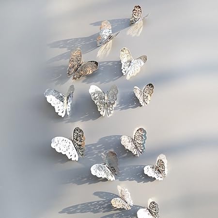 JiaMeng Decoración del hogar, 12 Piezas 3D Hueco Pegatinas de ...