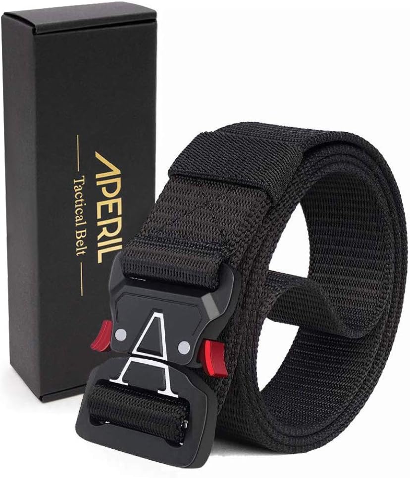 Men Tactical Belt, Military Style Adjustable Heavy-Duty 1.5’’ Riggers Nylon Belt with Quick-Release Metal Buckle for Working Outdoor Molle