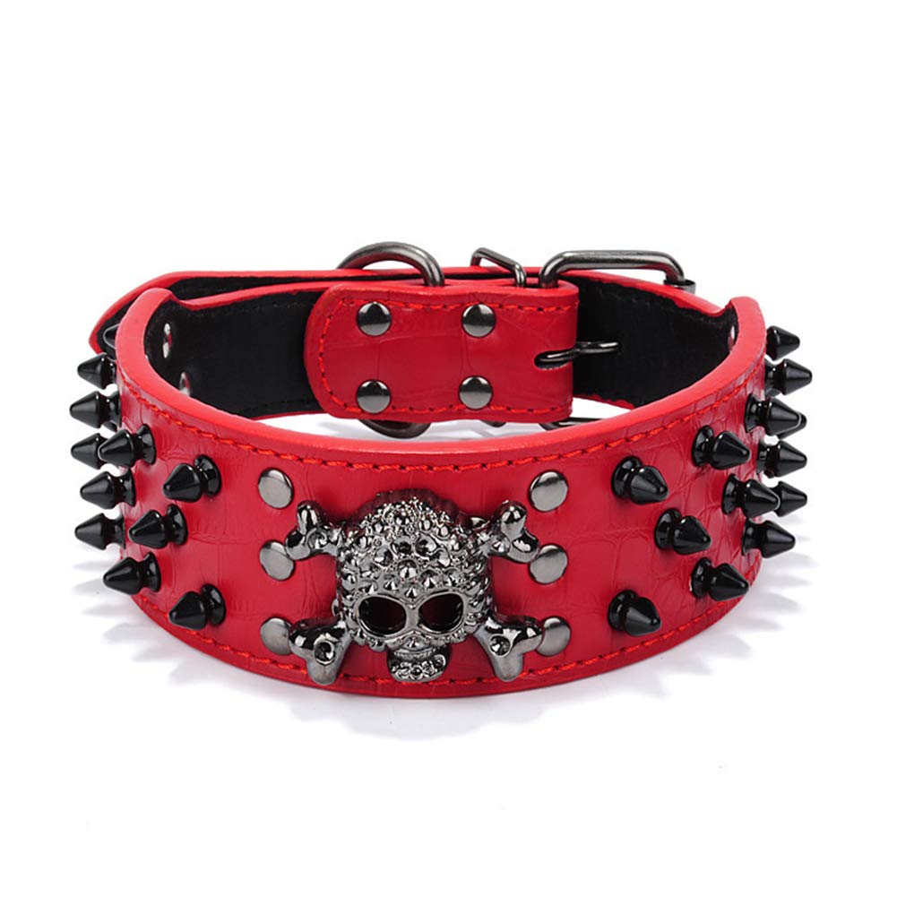 ETOPARS Skull Rivet Pet Collar, Collars for Large Medium and Small Dog, Skull Adjustable With Spike Rivets Crocodile Leatherette Dog Collar