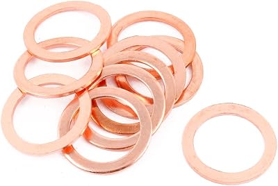 Uxcell 10pcs 30x22x2mm Copper Crush Washer Seal Gasket Flat Ring Fastener