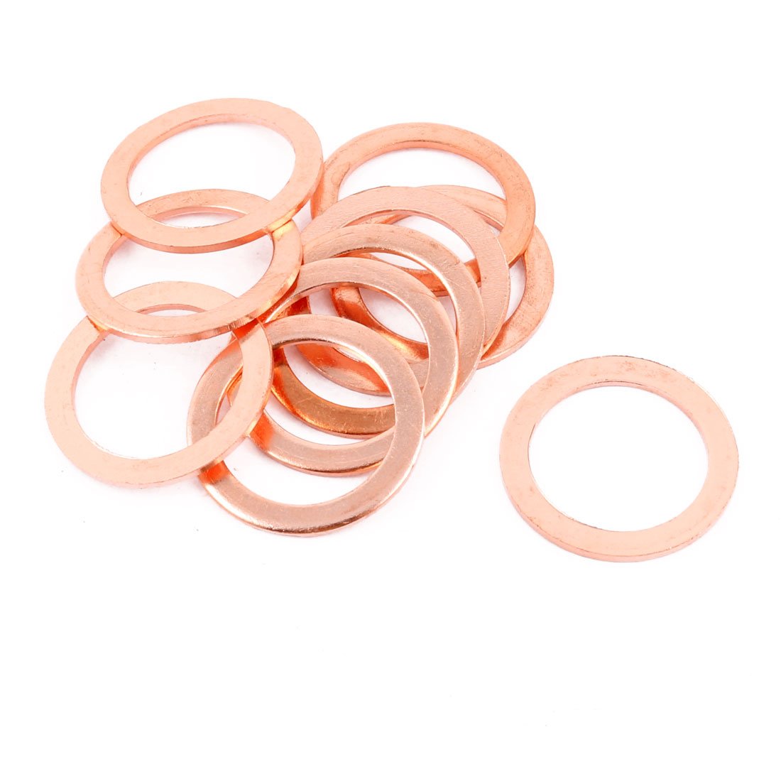 Sourcingmap 10pcs 30mm x 22mm x 2mm Flat Ring Copper Crush Washer Sealing Gasket Fastener