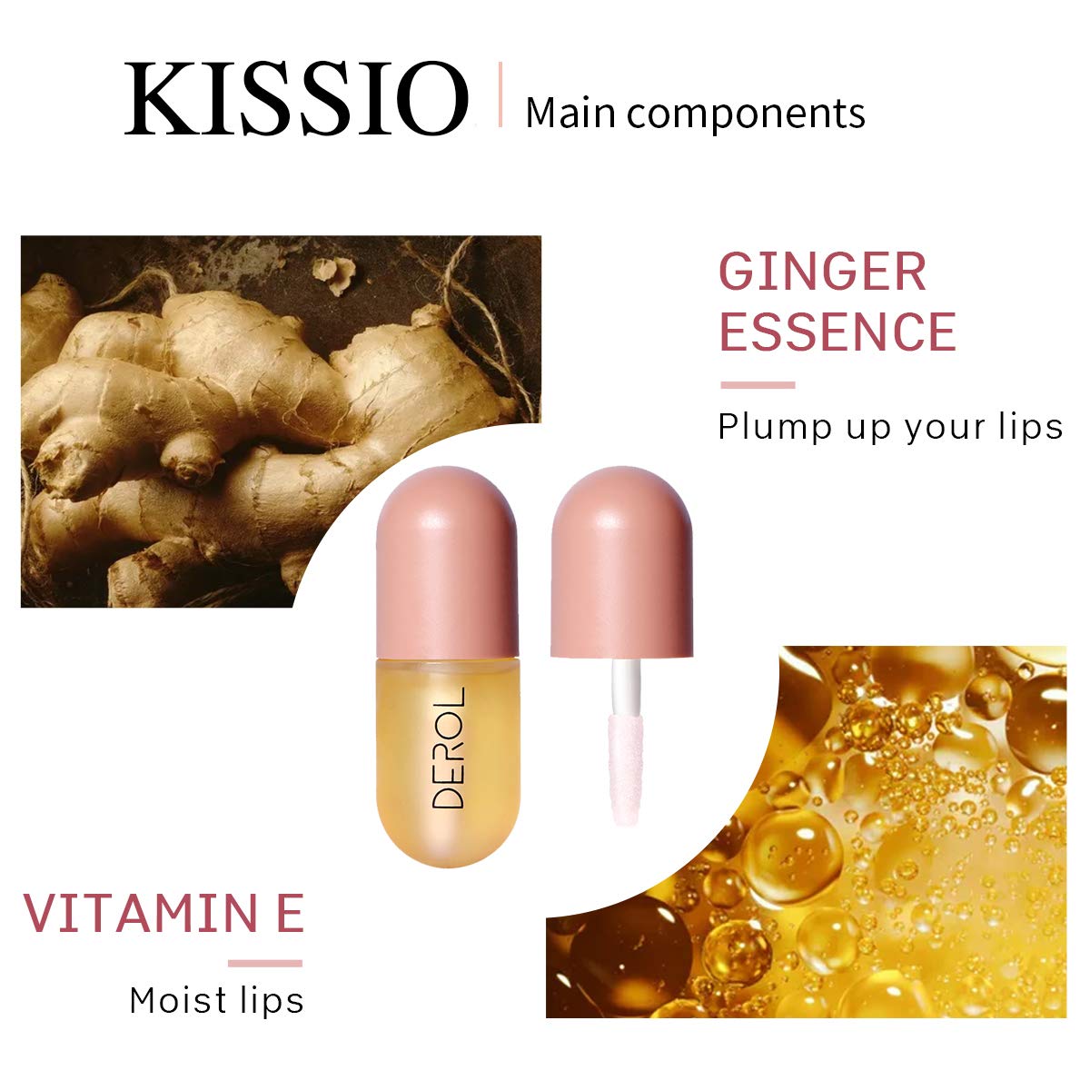KISSIO Lip Plumper,Natural Lip Plumper,derol Lip Plumper Set,lip plumping lip gloss,lip plumper gloss,Lip Enhancer Make Lips Fuller and Moisturizing 5.5ml,Beautiful Fuller,Lip Mask: Beauty