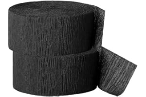 WELL KRAFTY OCD Bargain Crepe Paper Streamer,Black Color, 81 Feet (2 Piece) - Party Supplies for Parties, Baby Shower, Bridal Shower, Multi Colors (Black)
