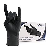 Wostar Large 4mil Black Nitrile Gloves, Pack of