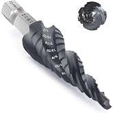 M35 Cobalt Step Drill Bit, Four Spiral Flute Unibit Step Drill Bit (1/8"-1/2") Wear-Resistant TiAlN Coated, 1/4" Hex Shank for Metal, Stainless Steel, Aluminum, Wood, Plastic (13 Size)