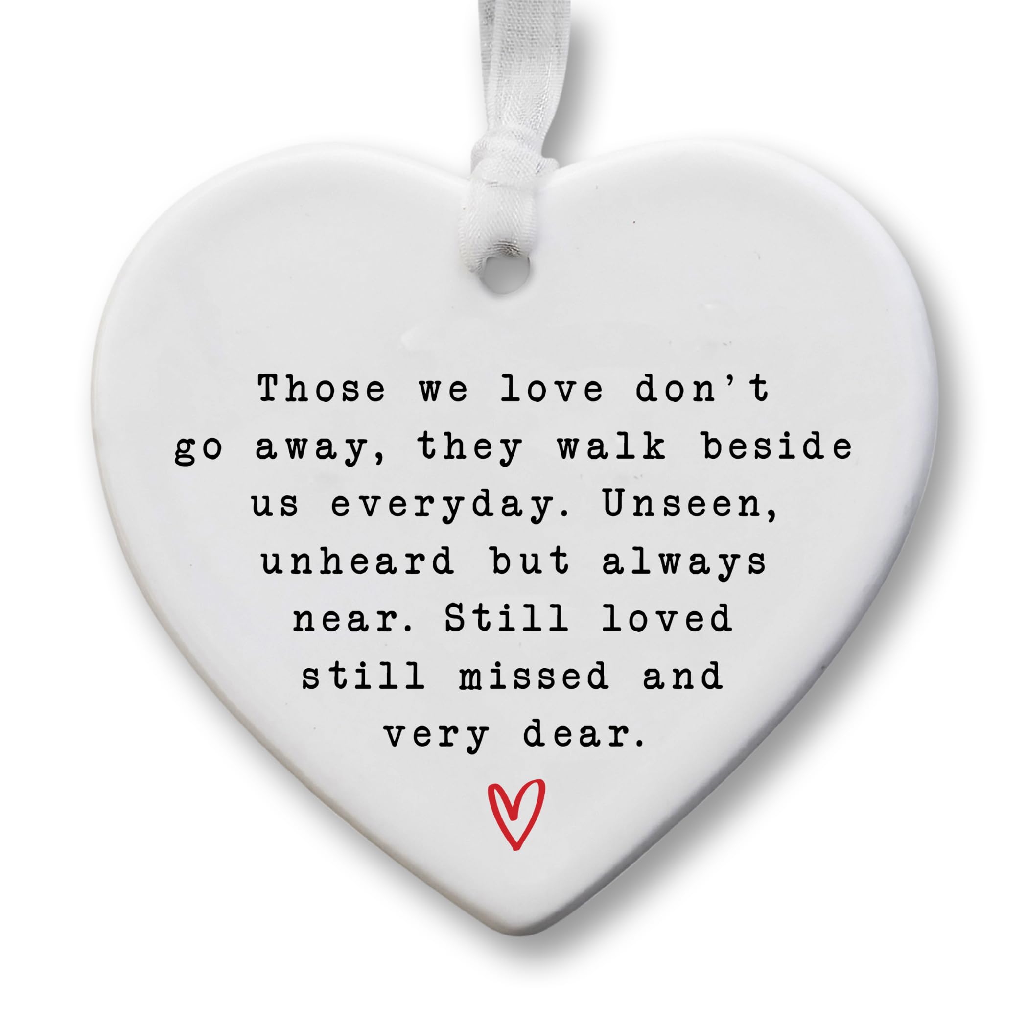 In Loving Memory Ceramic Heart Ornament – Sympathy Gift Bereavement Keepsake – Memorial Hanging Plaque – Remembrance Gift for Loss – 8cm x 7cm